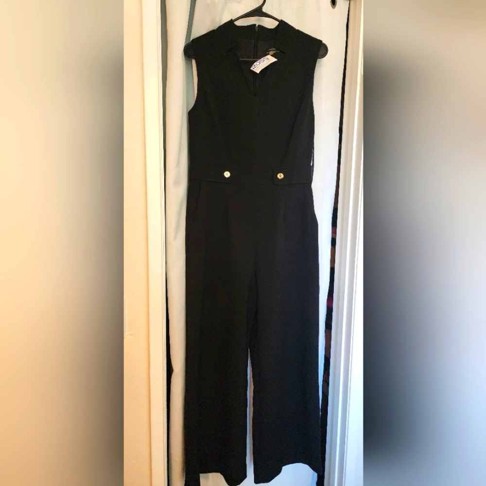 Tahari Black Sleeveless Jumpsuit